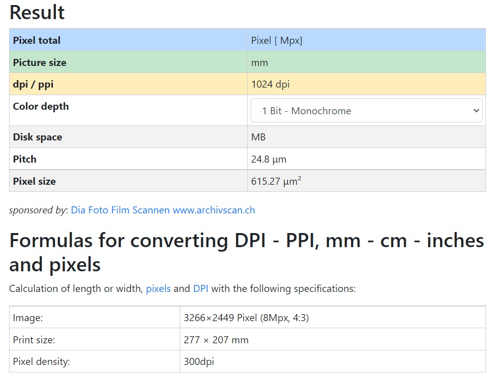 dpi inch cm